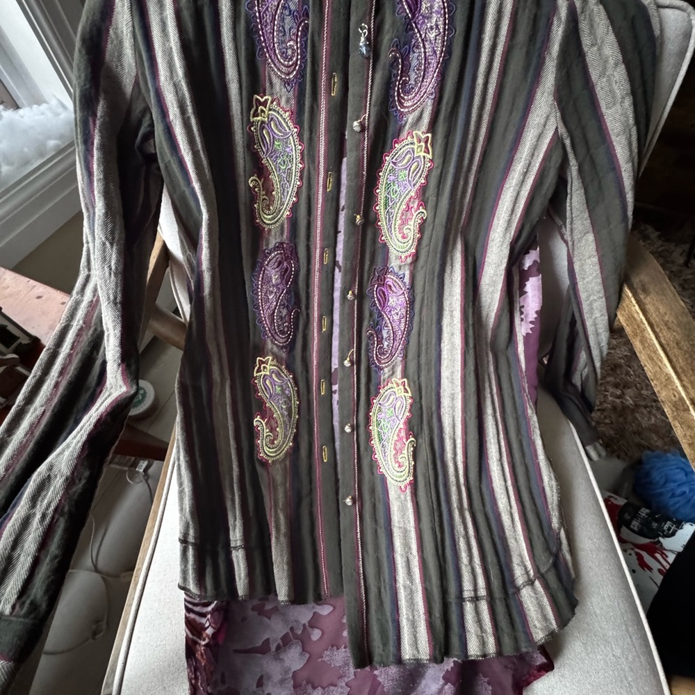 NWT! Aratta Silent Journey / Embroidered Paisley Women's Tunic Small / Free Ship